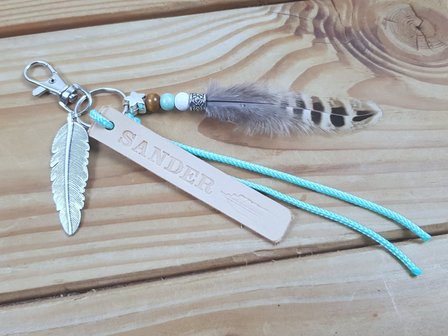 Keychain &#039;Leather Label Feather&#039;