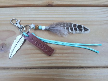 Sleutelhanger &#039;Leather Label Feather&#039;