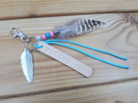 Sleutelhanger 'Leather Label Feather'