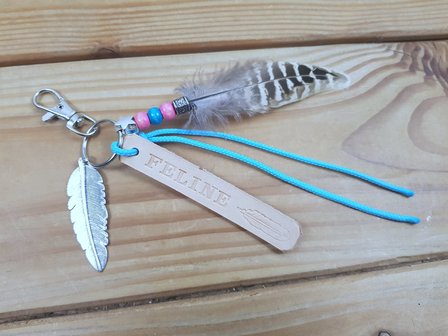 Keychain &#039;Leather Label Feather&#039;