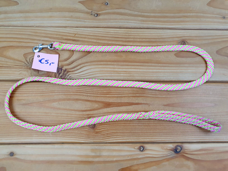 Hondenlijn 8mm roze/limegroen 150cm