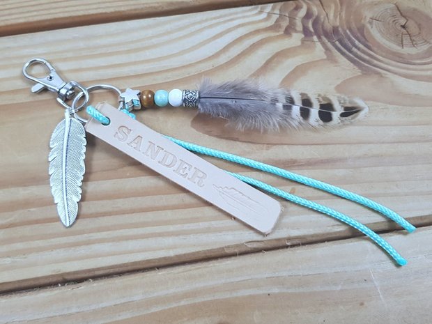 Keychain 'Leather Label Feather'