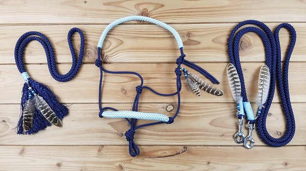 SET - Indianenstijl touwhalster, teugels & neckrope