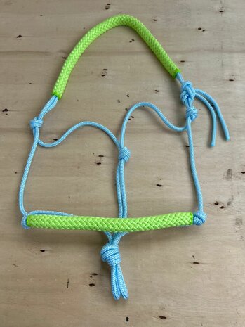 Touwhalster zacht neus en kopstuk | COB | Babyblauw met limegroen