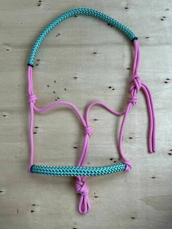 Touwhalster zacht neus en kopstuk | PONY | Babyroze met zeegroen