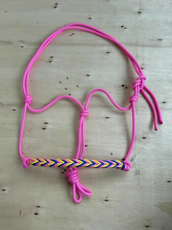 Touwhalster &quot;mahora&quot; | PONY | Roze met geel/kobaltblauw/roze