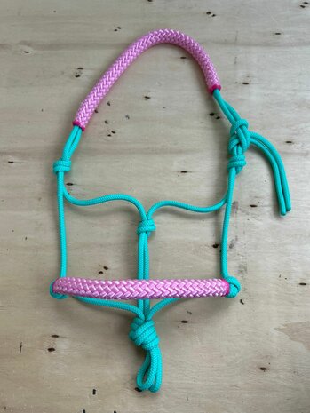 Touwhalster zacht neus en kopstuk| SHET | Aquamarine met babyroze