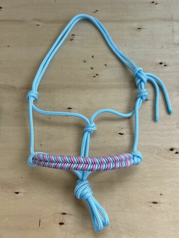Touwhalster &quot;fishtail&quot;| MINI | Babyblauw met babyblauw/lilla/babyroze