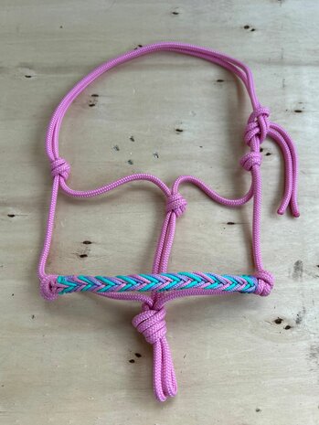 Touwhalster &quot;mahora&quot;| MINI | Babyroze met babyroze/aquamarine/lila