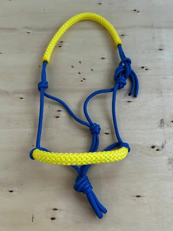 Touwhalster zacht neus en kopstuk| MINI | Kobaltblauw met geel