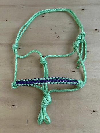 Touwhalster &quot;zigzag&quot;| MINI | Mint met mint/paars