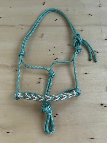 Touwhalster &quot;mahora&quot;| MINI | Zeegroen met zeegroen/wit/beige