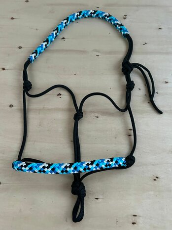 Touwhalster zacht neus en kopstuk| FULL | Zwart met middenblauw/wit/zwart/turquoise 