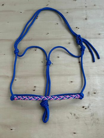 Touwhalster "cherokee" | COB | Kobaltblauw met roze/zilver/kobaltblauw