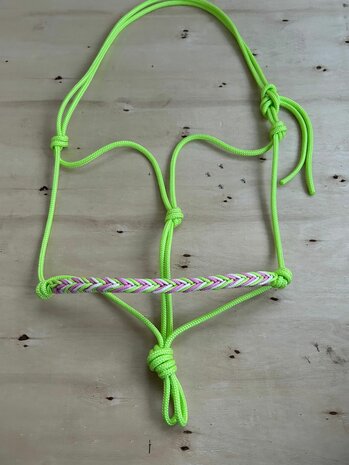 Touwhalster "mahora" | COB | Limegroen met limegroen/creme/babyroze